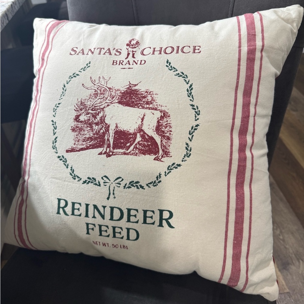 Christmas decor / throw pillow / toss pillow/ reindeer / holiday pillow